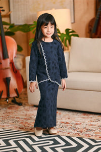 The Glow Broderie Kurung Set - Navy Jacquard