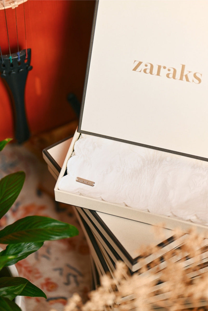 The Glow Women Broderie Shawl - White Jacquard