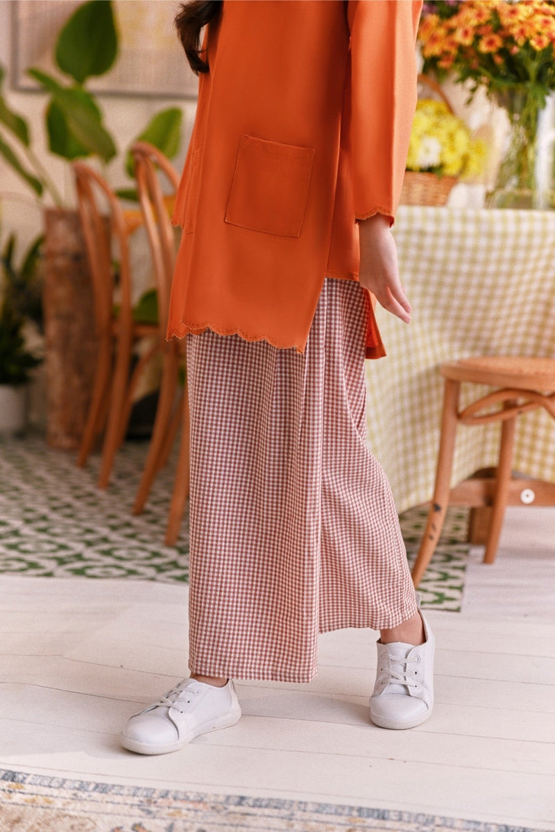 The Sarang Pleats Folded Skirt - Burgundy Checked