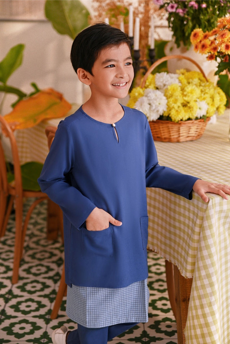 The Sarang Kurta - Steel Blue