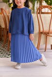 The Sarang Sun-Pleats Skirt - Steel Blue