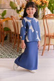 The Sarang Pleats Folded Skirt - Steel Blue