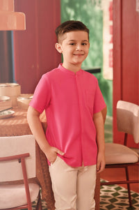 The Spring Dawn Mandarin Shirt - Fuchsia Pink