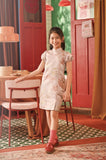 The Spring Dawn Puff Sleeve Cheongsam Dress - Soft Lilac Poem