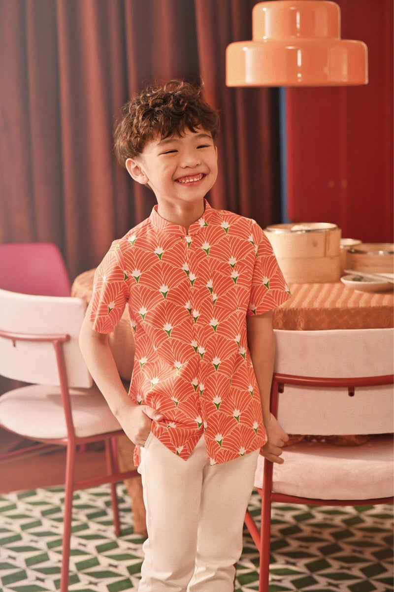 The Spring Dawn Mandarin Shirt - Sunrise Botanic