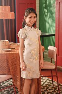 The Spring Dawn Puff Sleeve Cheongsam Dress - Soft Blue Poem