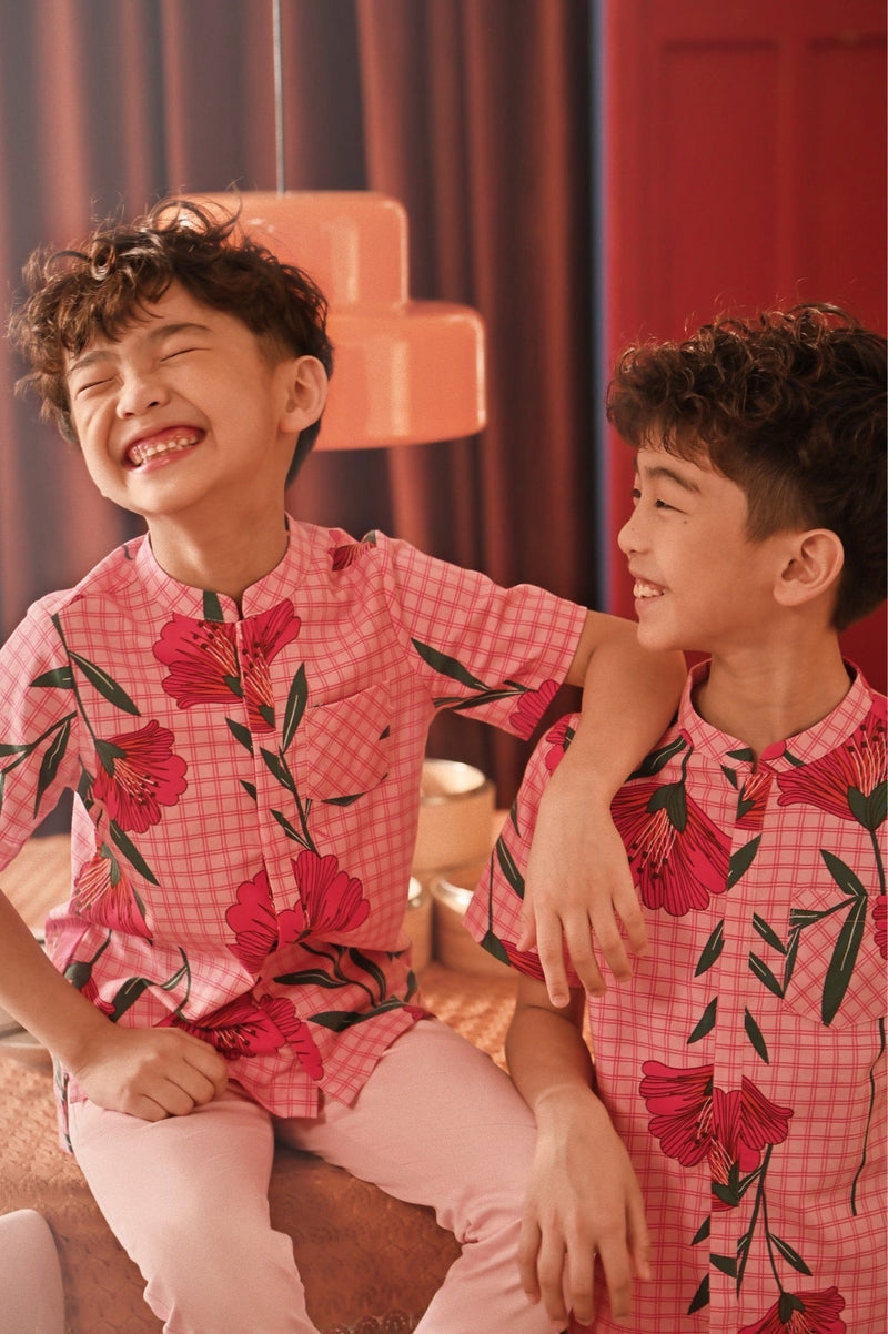 The Spring Dawn Mandarin Shirt - Poppy Pink