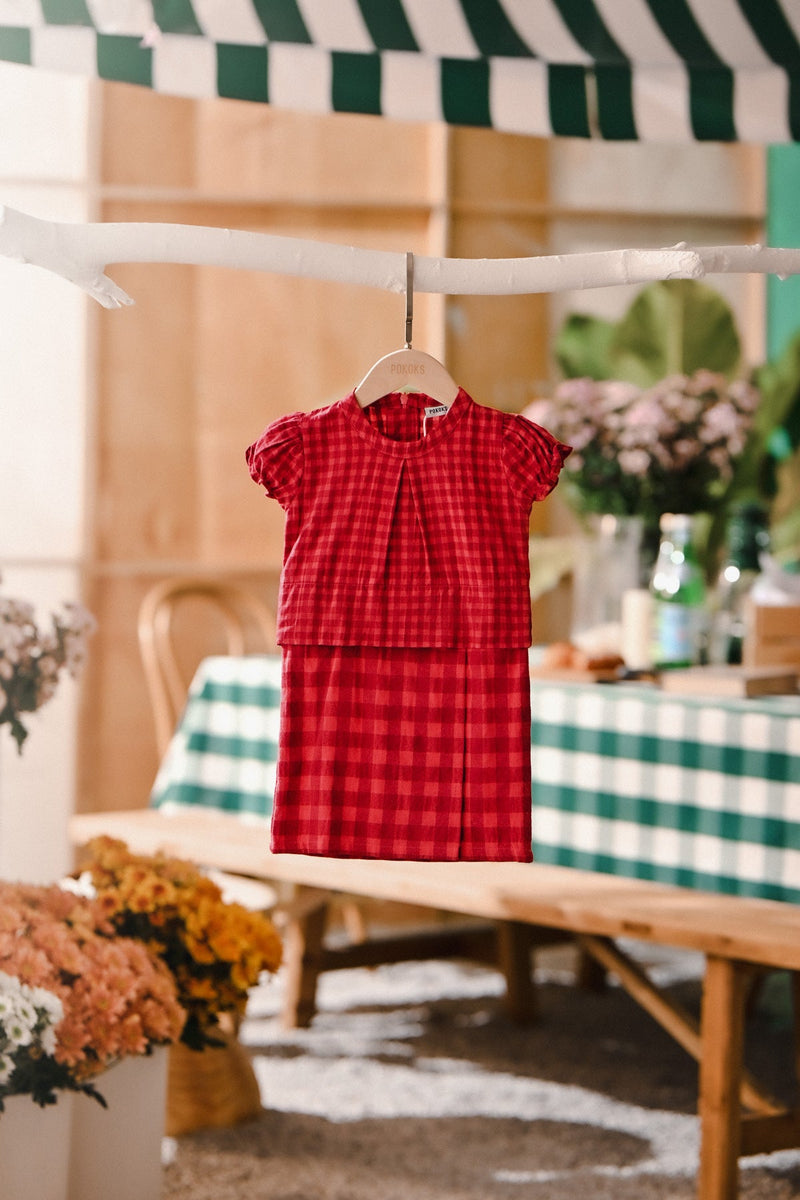 The Embun Babies Kurung - Red Mini Checked