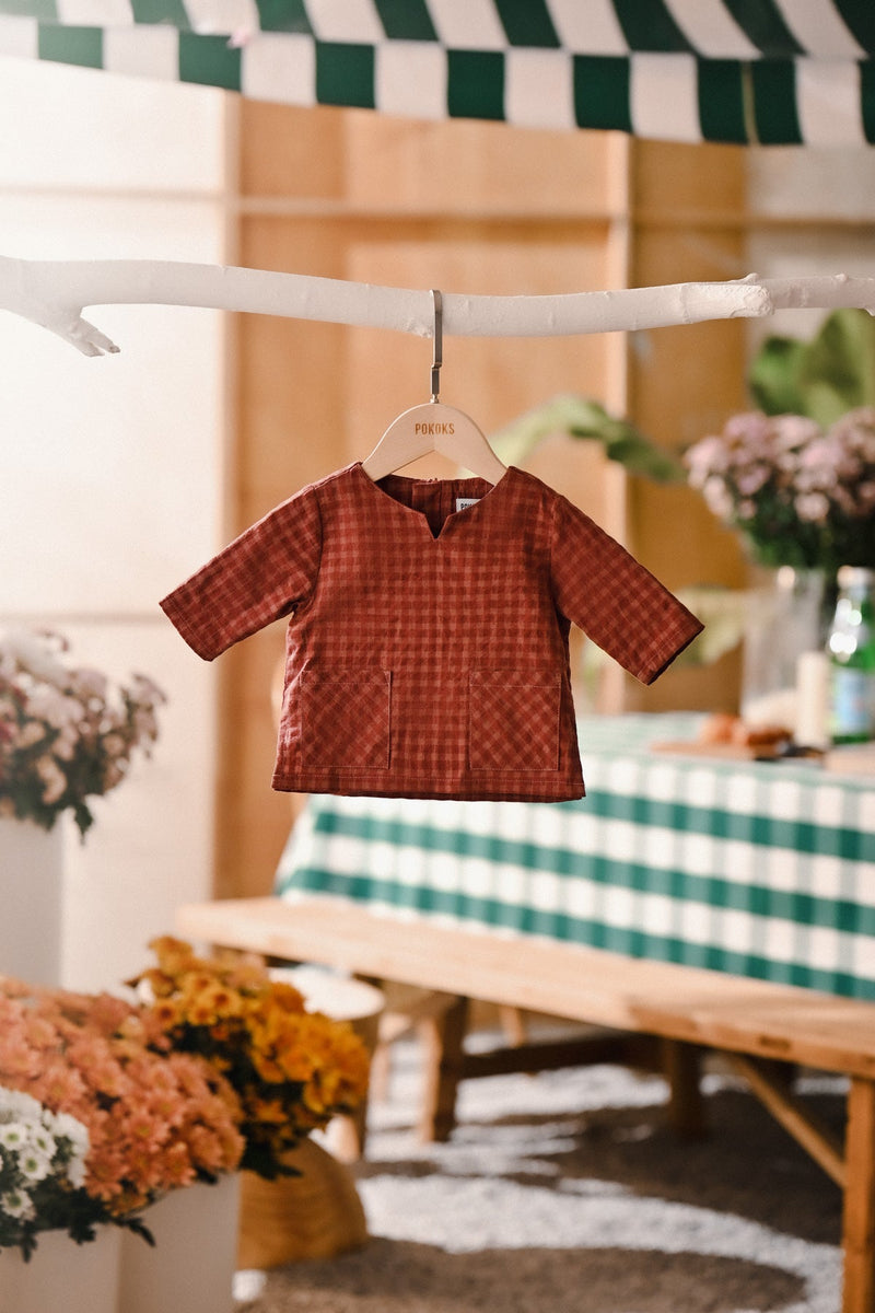 The Embun Babies Kurta - Brown Mini Checked