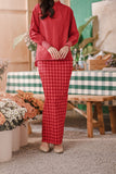 The Embun Women Back Pleated Skirt - Red Checked