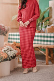 The Embun Women Back Pleated Skirt - Red Checked