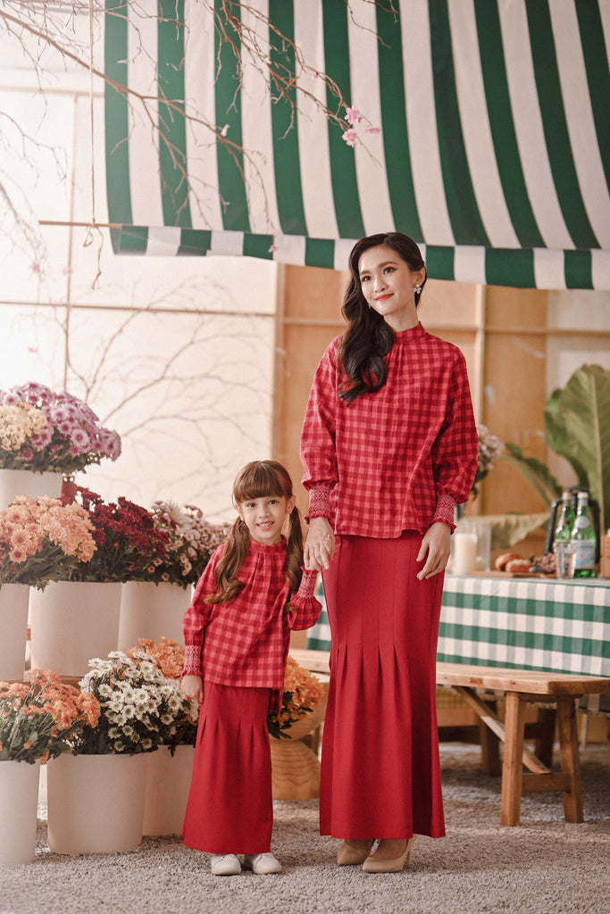 The Embun Doll Blouse - Red Checked