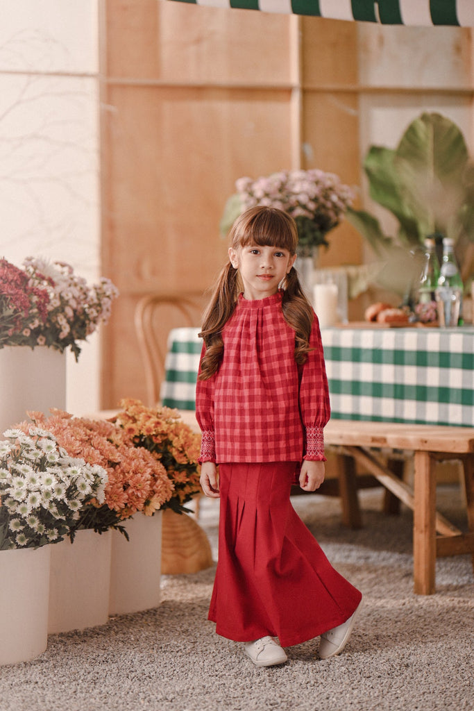 The Embun Doll Blouse - Red Checked