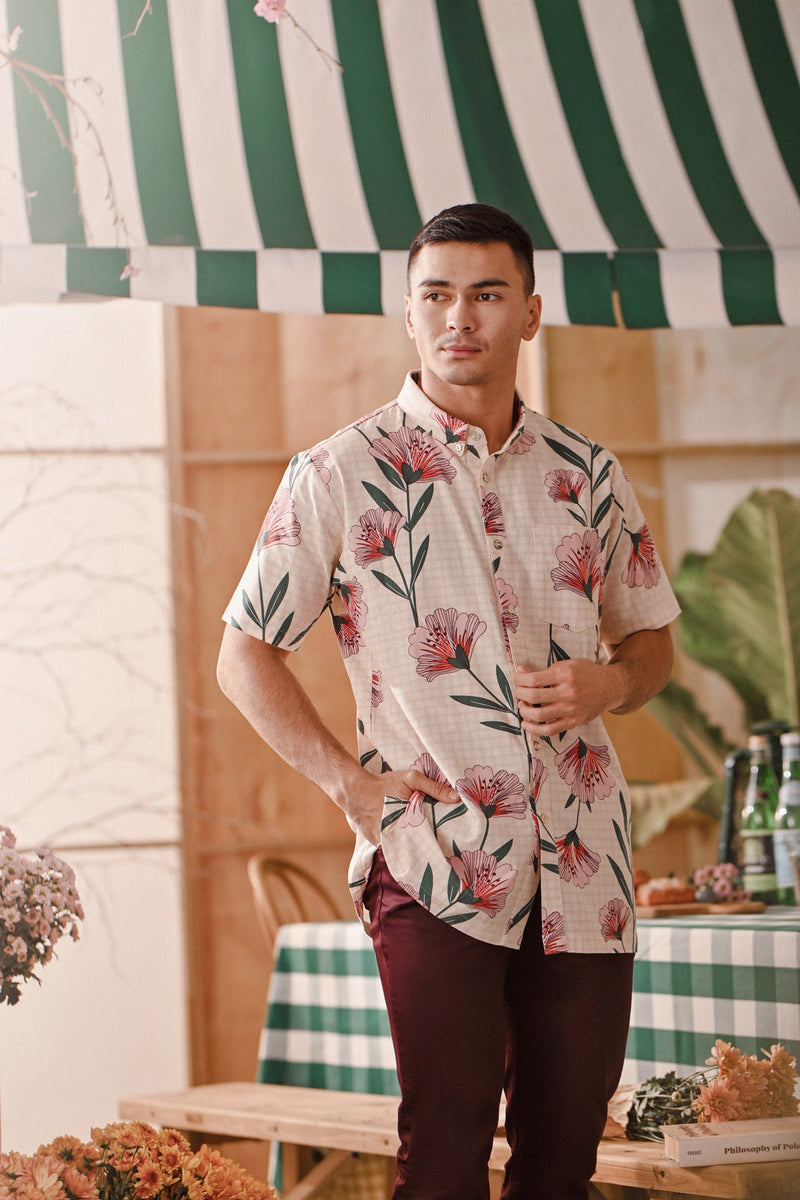 The Embun Men Batik Shirt - Poppy
