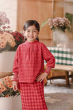 The Embun Doll Blouse - Red Mini Checked
