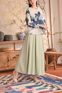 The Heiwa Women A-Line Skirt - Fog Green