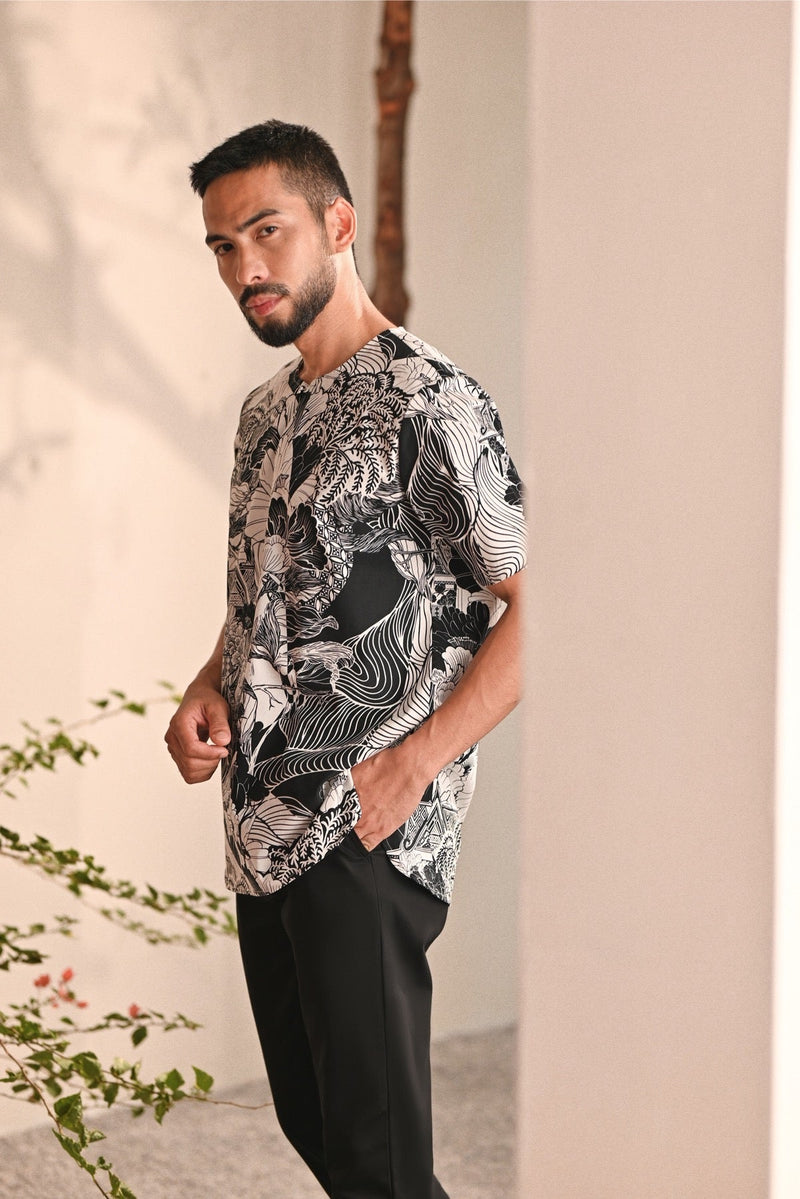 The Heiwa Men Short Sleeve Kurta - Sumi