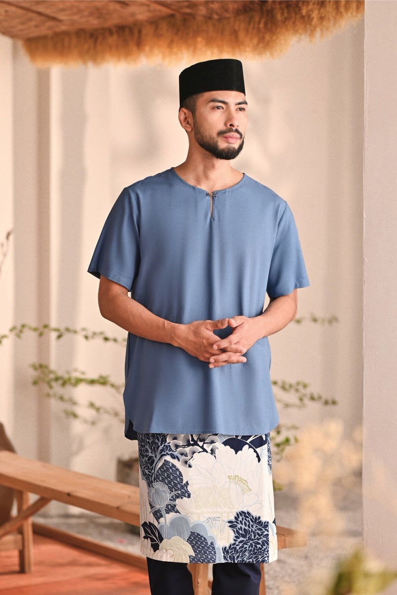 The Heiwa Men Short Sleeve Kurta - Blue West