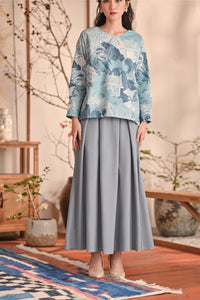 The Heiwa Women A-Line Skirt - Fog Blue