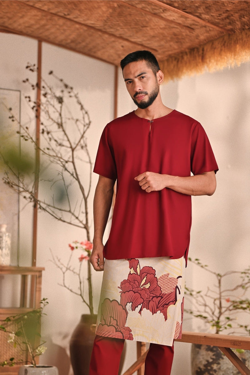 The Heiwa Men Short Sleeve Kurta - Maroon