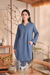 The Heiwa Women Bright Kurung Top - Blue West