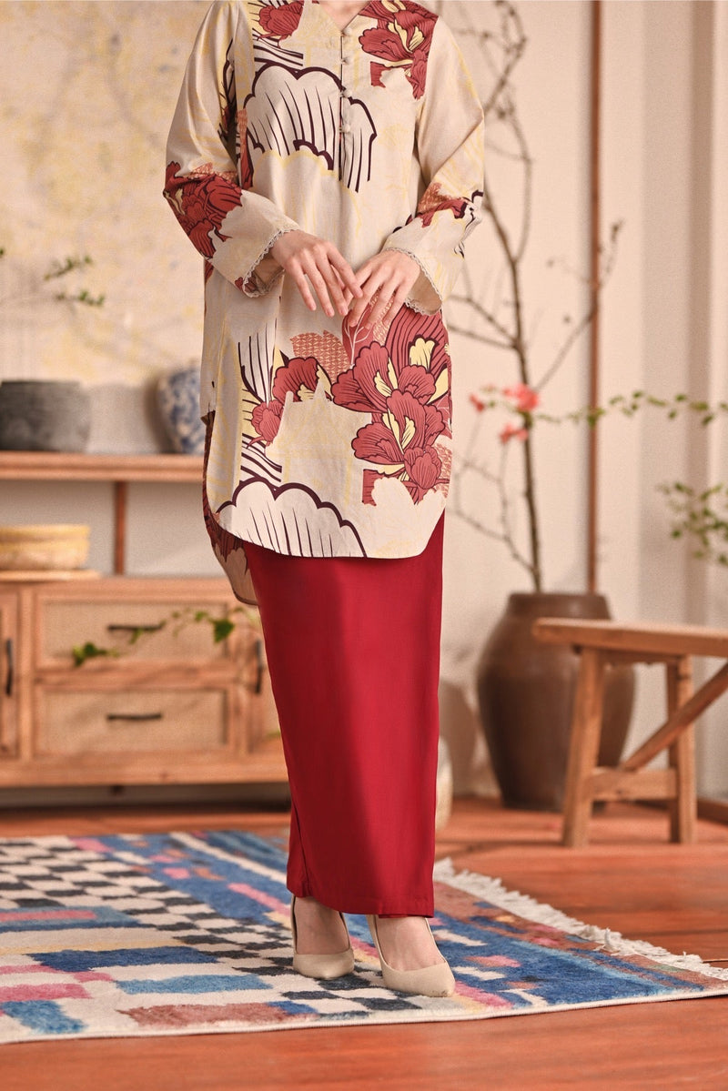 The Heiwa Women Folded Skirt - Maroon