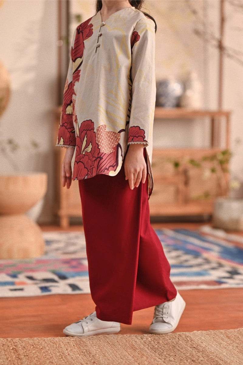 The Heiwa Folded Skirt - Maroon