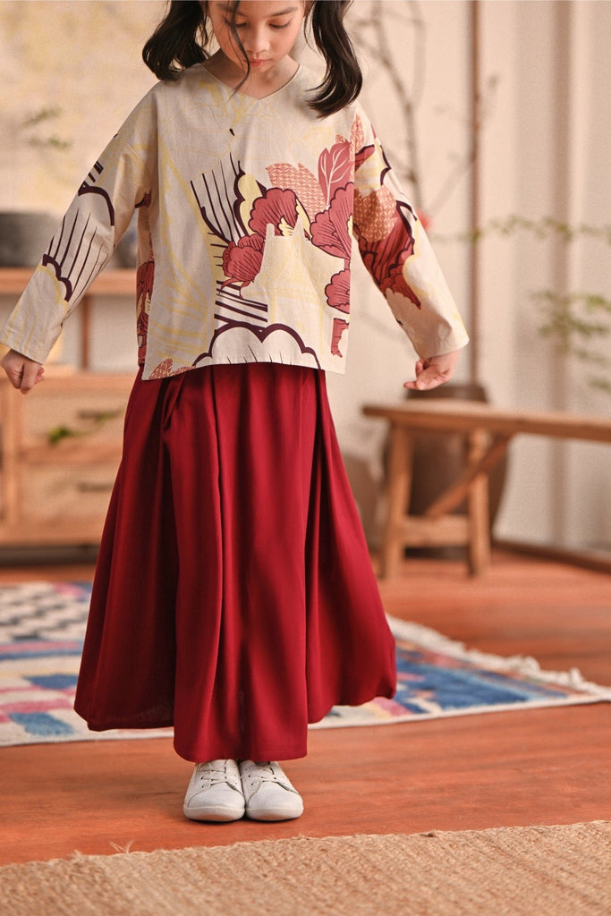 The Heiwa A-Line Skirt - Maroon