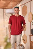 The Heiwa Men Short Sleeve Kurta - Maroon