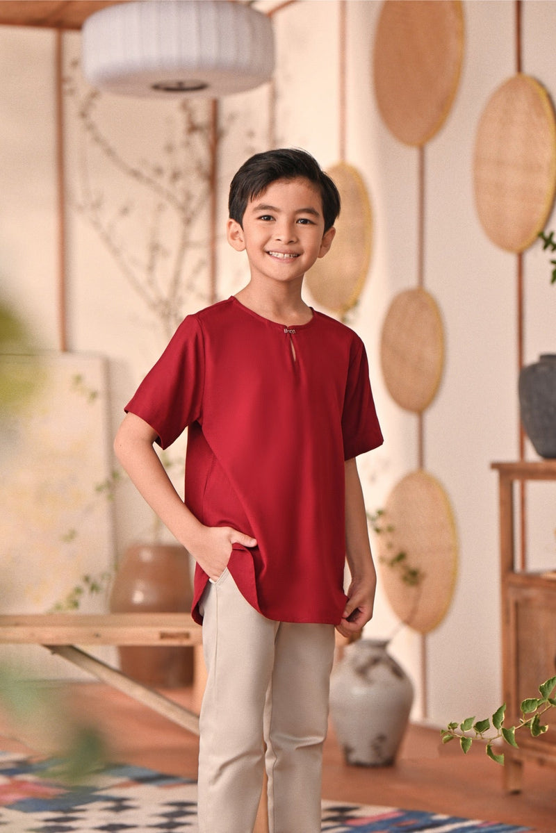 The Heiwa Short Sleeve Kurta - Maroon