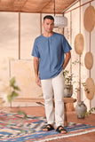 The Heiwa Men Short Sleeve Kurta - Blue West