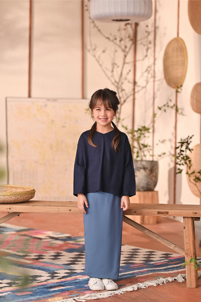 The Heiwa Folded Skirt - Blue West