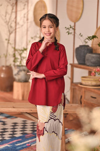 The Heiwa Bright Kurung Top - Maroon