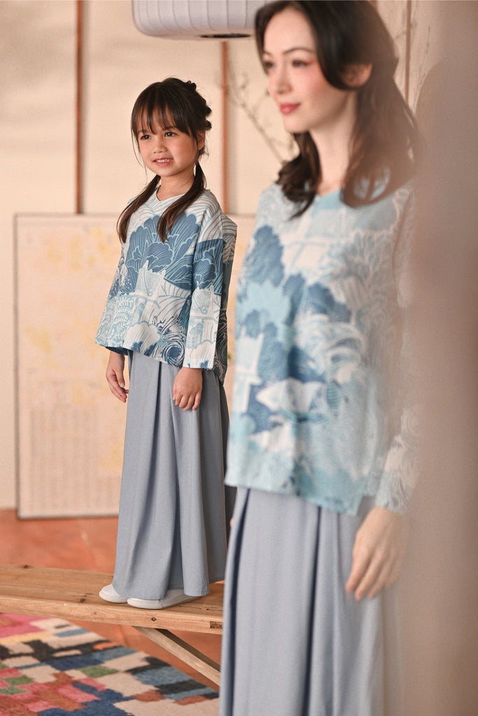 The Heiwa Women A-Line Skirt - Fog Blue