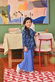The Capai Sun-Pleats Skirt - Steel Blue
