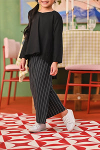 The Capai Folded Skirt - Black Pinstripe