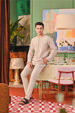 The Capai Men Kurta - Champagne Pinstripe