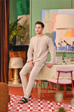 The Capai Men Kurta - Champagne Pinstripe