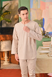 The Capai Men Kurta - Champagne Pinstripe