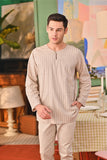 The Capai Men Kurta - Champagne Pinstripe