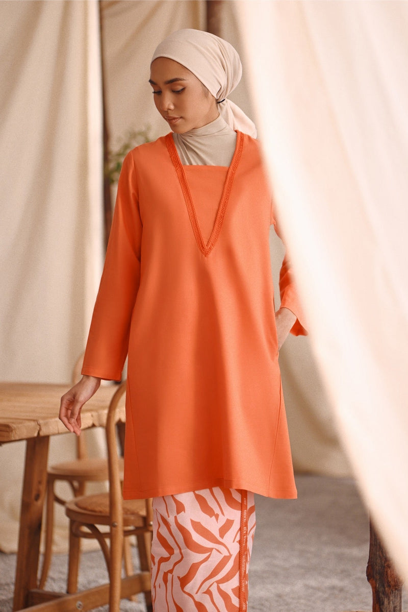 The Bayu Women Kurung Top - Orange