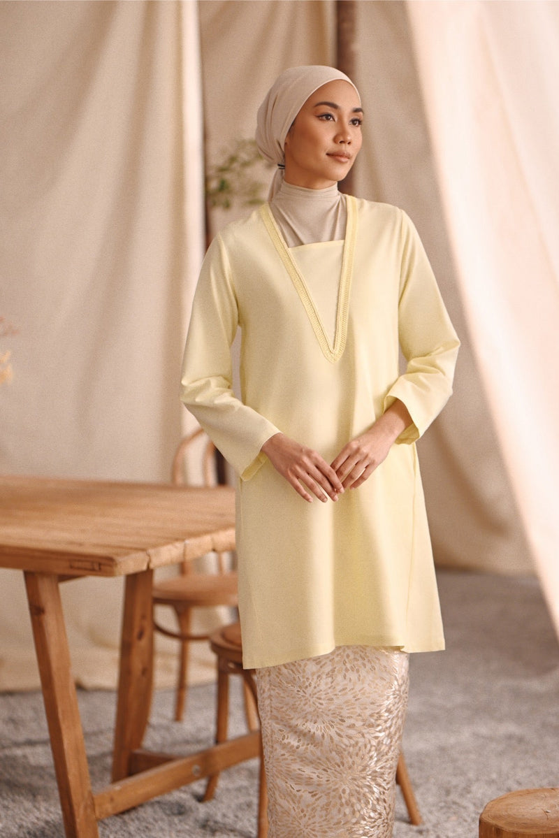 The Bayu Women Kurung Top - Baby Yellow