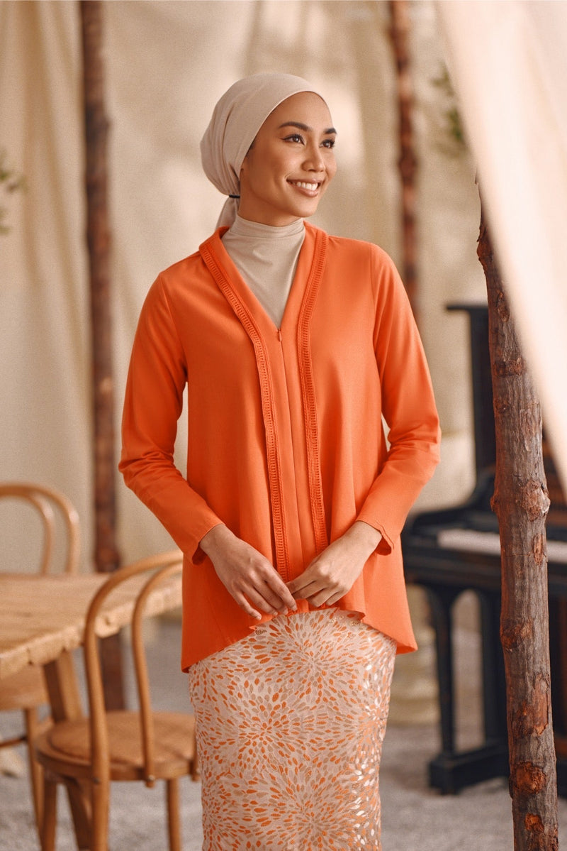 The Bayu Women Kebaya Top - Orange