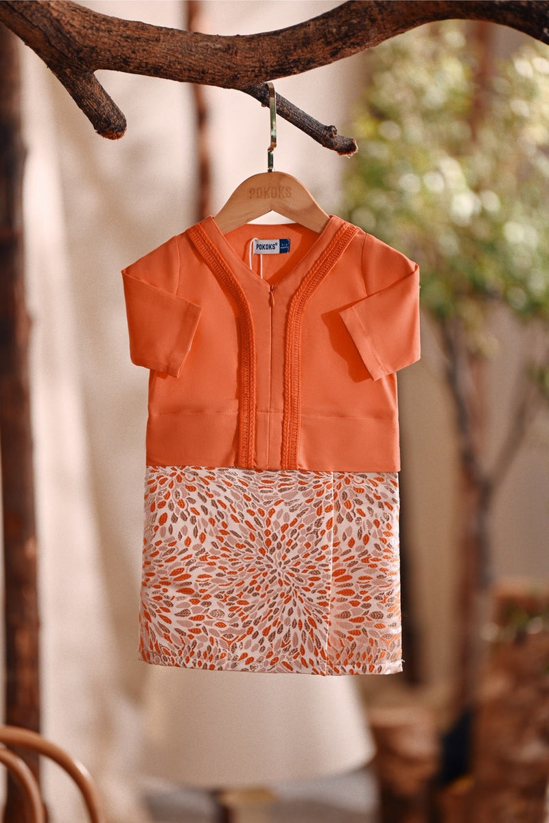The Bayu Babies Kurung - Orange Spring