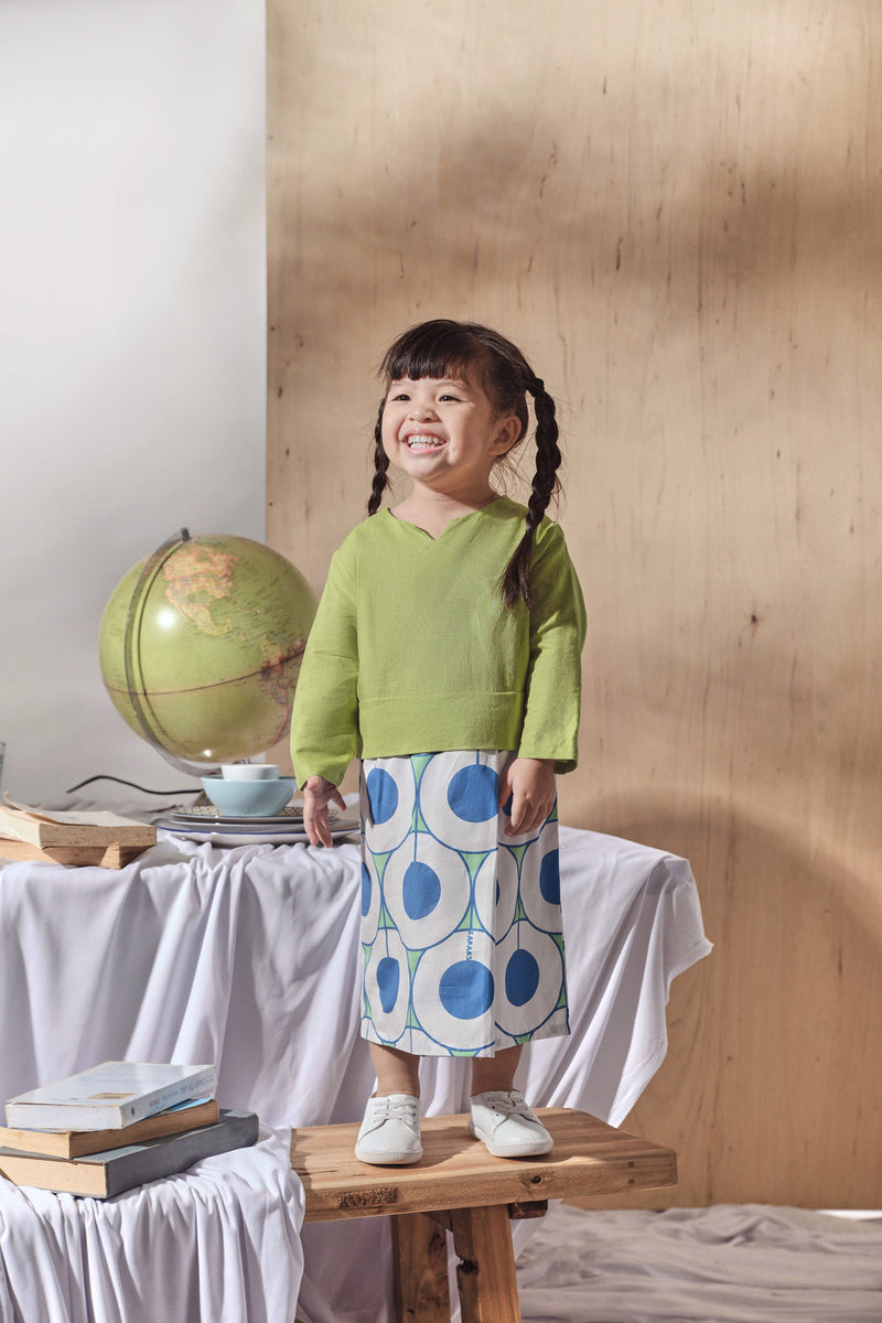 Lime Green Colour Babies Kurung