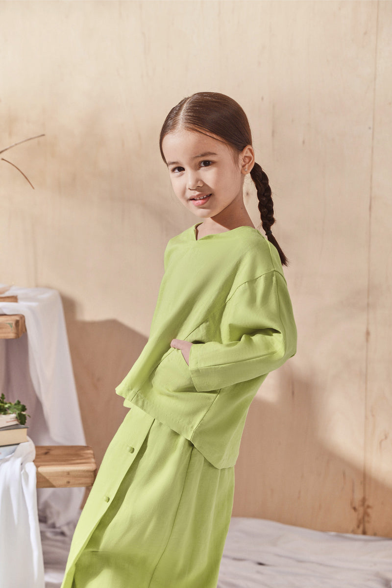 Lime Green Dolman Sleeve Blouse