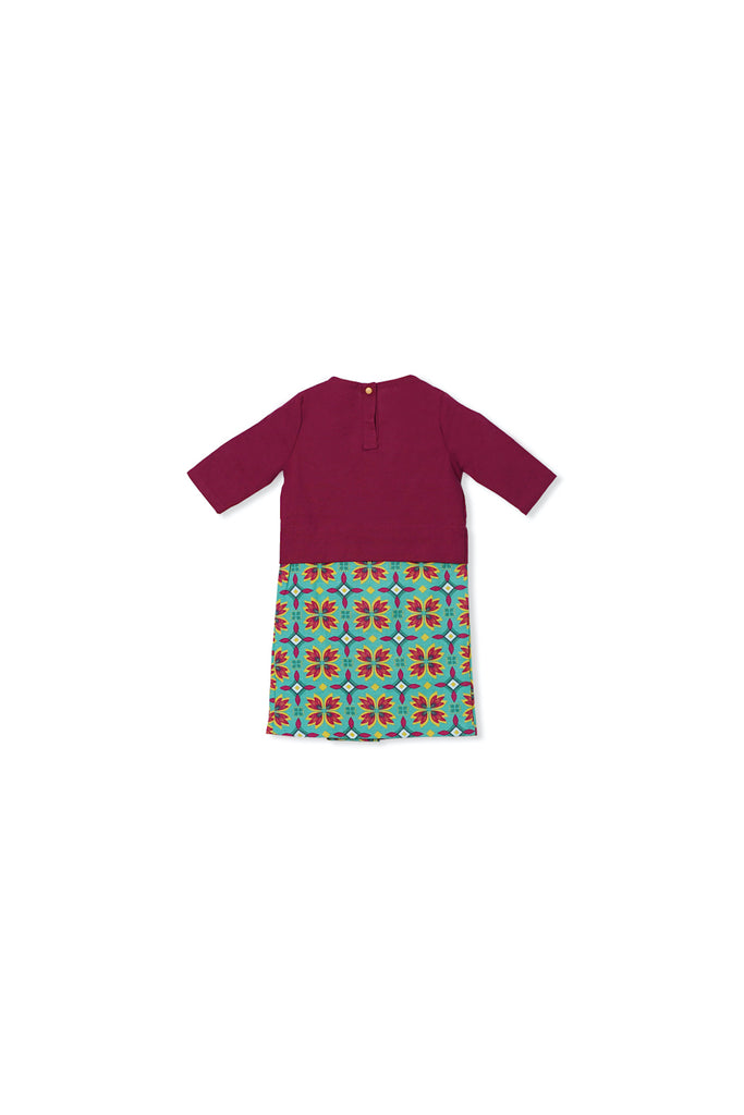 CNY Babies Wear Maroon Blouse mix match print skirt