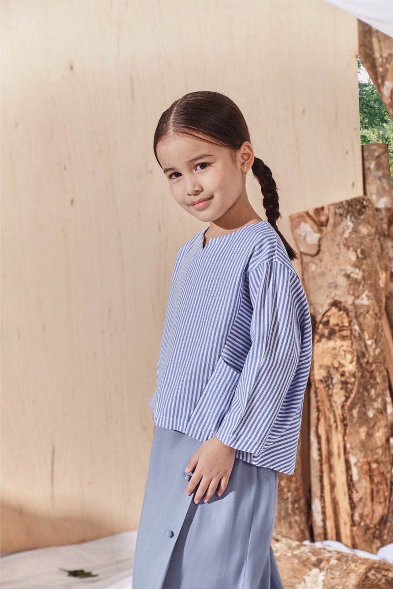  Dolman Sleeve Blouse - Oxford Stripe