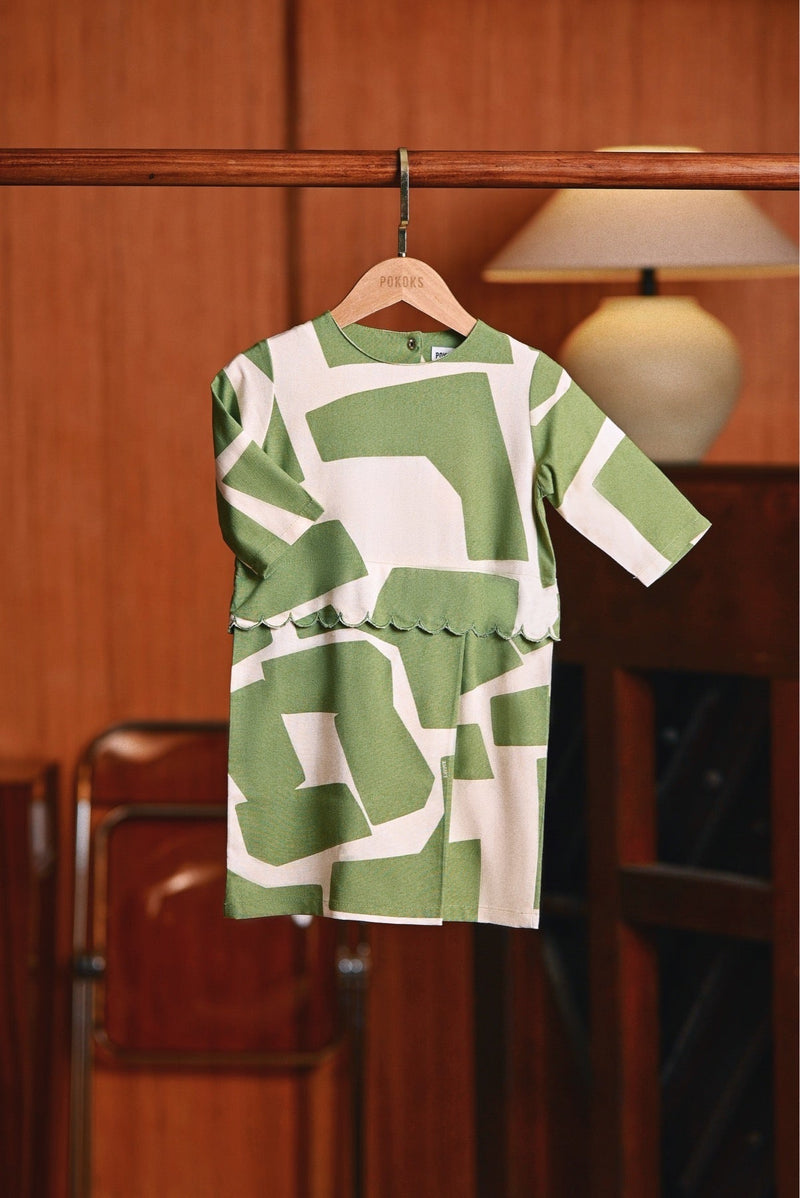 The Congkak Babies Scallop Kurung - Sprout