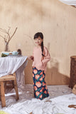 Peach Blouse and Floral Folded Skirt